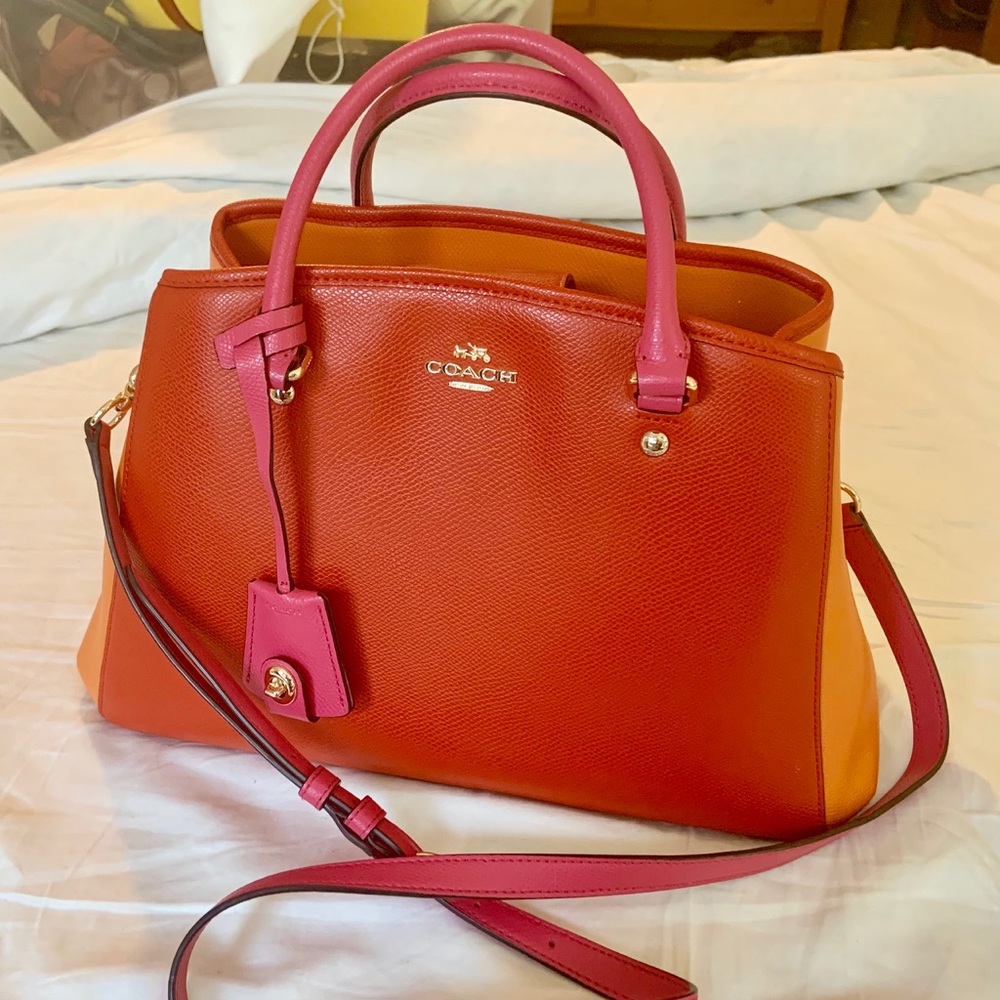Coach tri-colored leather shoulder bag
